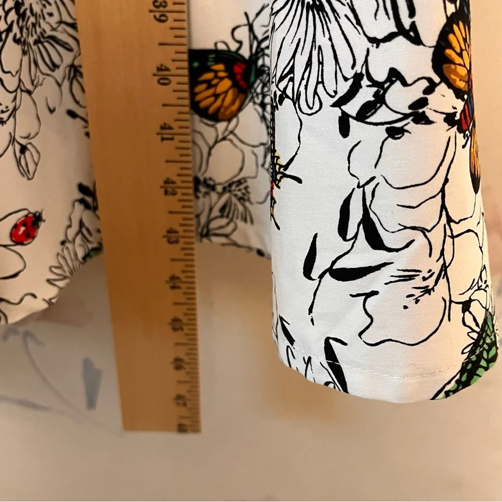 NORTH STYLE Floral‎ Butterfly Dress Midi Botanical Fit & Flare Stretch Womens 12